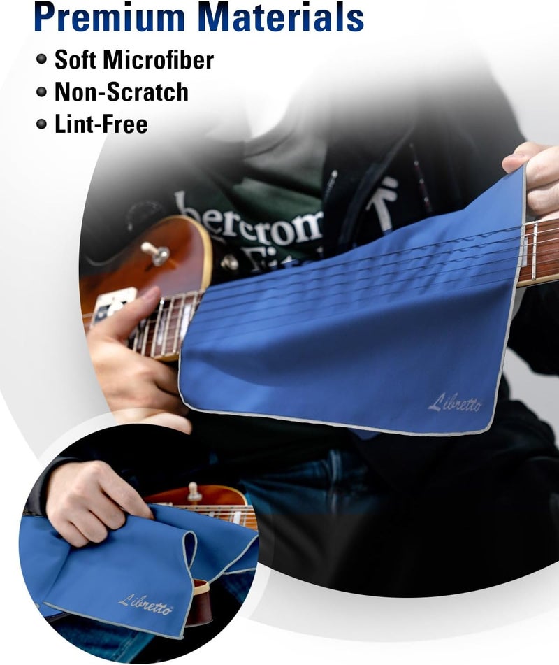 Libretto Microfiber Polish Cloth, 3 Useful Sizes in 1 Pack, Violin and Cello Cleaning & Polishing Products, Blue, Lint-Free, Super Soft, Gift, for Piano, Guitar, Ukulele, Trumpet, Saxophone, Laptop - Image 3
